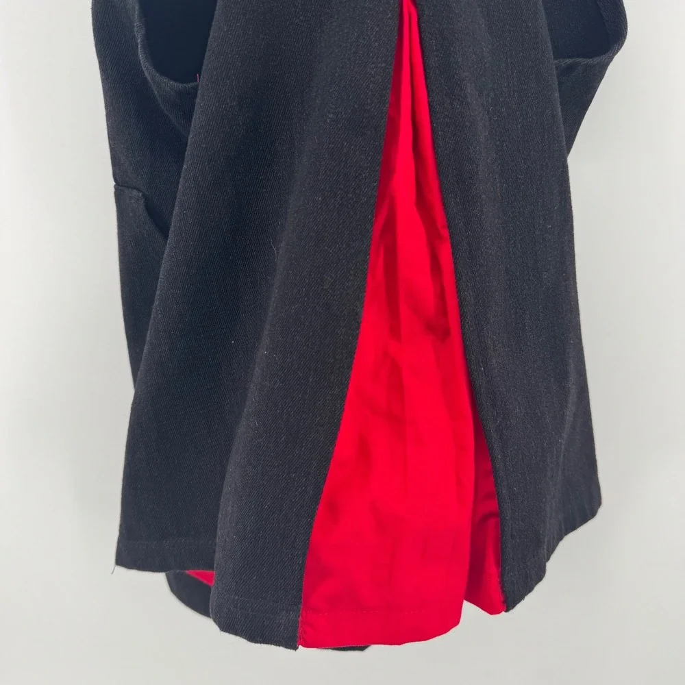 Disney Mickey Mouse Black Denim‎ Pinafore Dress Red Contrast Kids Small